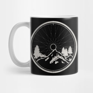 Vintage Mountain and Forest Inside A Bicycle Wheel Mug